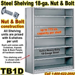 18ga. CLOSED STEEL SHELVING/ N&B / TB1D