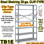 (10) 20ga. OPEN STEEL SHELVING/ CLIP / TB1E