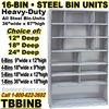 16 BIN STEEL SHELVING / TBBINB