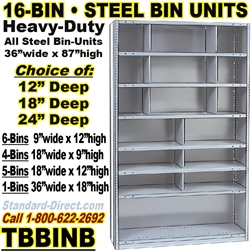 16 BIN STEEL SHELVING / TBBINB