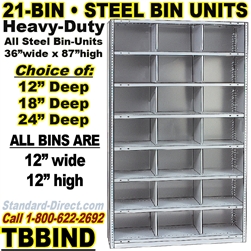 21 BIN STEEL SHELVING / TBBIND