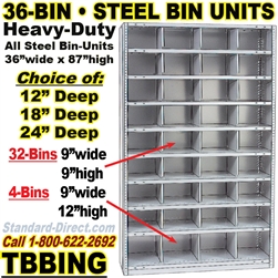36 BIN STEEL SHELVING / TBBING