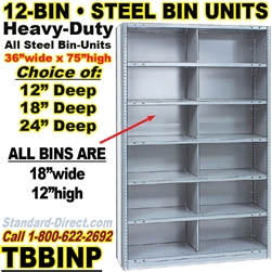 12 BIN STEEL SHELVING / TBBINP