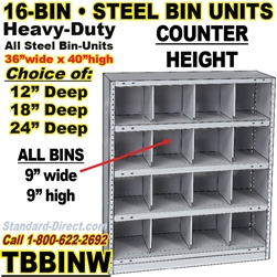16 BIN STEEL SHELVING / TBBINW