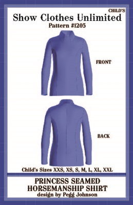 HMS show shirt, princess seamed show shirt, Horsemanship shirt, Hms shirt pattern, sewing pattern, sew your own show clothes, Show Clothes Unlimited, Pegg Johnson, Show Clothes Unlimited patterns, Show Clothes Unlimited Equestrian Wear Patterns