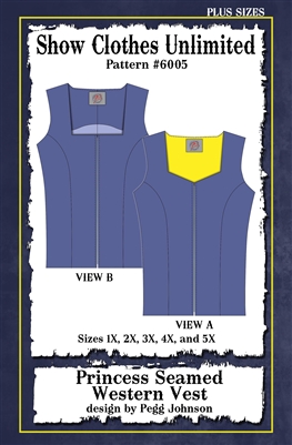 Western show vest, princess seamed vest, vest pattern, sewing pattern, sew your own show clothes, Show Clothes Unlimited, Pegg Johnson, Show Clothes Unlimited patterns, Show Clothes Unlimited Equestrian Wear pattern