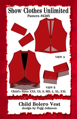 Bolero Vest, Bolero Vest pattern,  ranch riding, sewing pattern, sew your own show clothes, Show Clothes Unlimited, Pegg Johnson, Show Clothes Unlimited patterns, Show Clothes Unlimited Equestrian Wear pattern