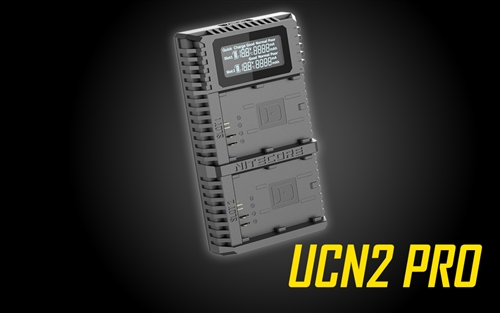 NITECORE UCN2 Pro Dual-Slot Fast Digital USB Charger for Canon LP-E6N Camera Batteries