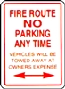 Fire Route No Parking Anytime