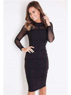 Black Mesh Panel Dress