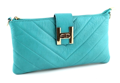 Montefioralle Leather Clutch - Turquoise