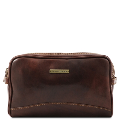 TL140850  Tuscany Leather TL140850 Igor Leather Toiletry Bag for Men Dark Brown