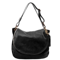 TL141110 Soft Leather Shoulder Bag for Women in Black by Tuscany Leather