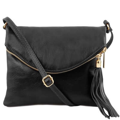 TL Young Soft Leather Shoulder Bag for Women in Black by Tuscany Leather