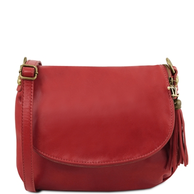 TL141223 Soft Leather Shoulder Bag - Red by Tuscany Leather