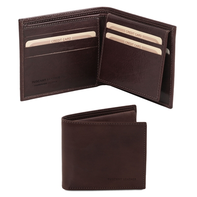 TL141353 Leather wallet for men - Dark Brown by  by Tuscany Leather