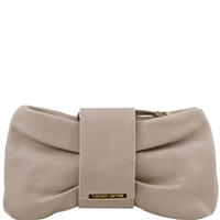 TL141358 Priscilla Leather Clutch - Light Grey  by Tuscany Leather
