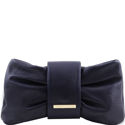 TL141358 Priscilla Clutch- Dark Blue  by Tuscany Leather