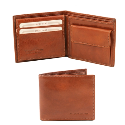 TL141377 Leather wallet for men - Honey by Tuscany Leather