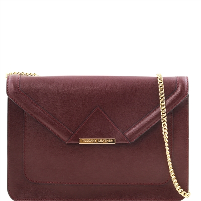 TL141417 Iride Leather Clutch Bag - Bordeaux by Tuscany Leather