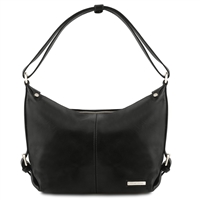 Sabrina Leather Hobo Bag - Black by Tuscany Leather