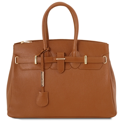 TL141529 Leather Handbag - Cognac by Tuscany Leather