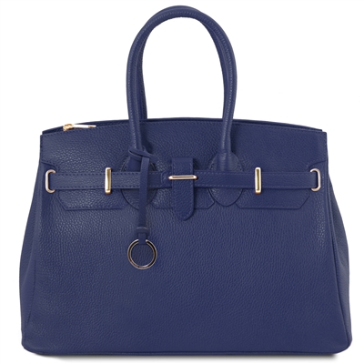 TL141529 Leather Handbag - Dark Blue by Tuscany Leather