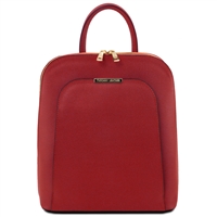 TL141631 Red  Leather Backpack for Women by Tuscany Leather