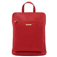 TL141682 Red Leather Backpack for Women by Tuscany Leather