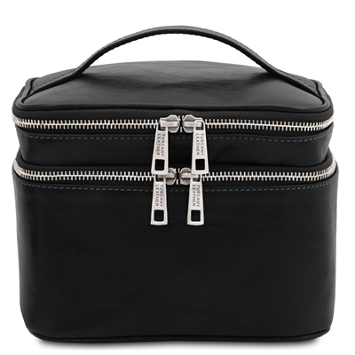 TL142045 Eliot Leather Toiletry Bag - Black by Tuscany Leather