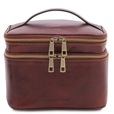 TL142045 Eliot Leather Toiletry Bag - Brown by Tuscany Leather