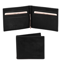 TL142055 Leather Money Clip Wallet for Men - Black by Tuscany Leather