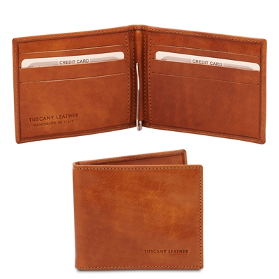 TL142055 Leather Money Clip Wallet for Men - Honey by Tuscany Leather