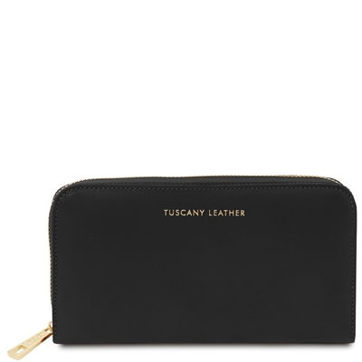 TL142086 Venere Leather Wallet for Women - Black by Tuscany Leather