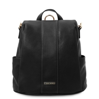 TL142138 Soft Leather Backpack for Women - Black by Tuscany Leather