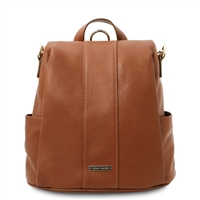 TL142138 Soft Leather Backpack for Women - Cognac by Tuscany Leather