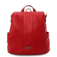 TL142138 Soft Leather Backpack for Women - Red by Tuscany Leather