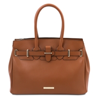 TL142174 Leather Handbag - Cognac by Tuscany Leather