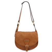 TL142202 Soft Leather Shoulder Bag for Women - Cognac by Tuscany Leather