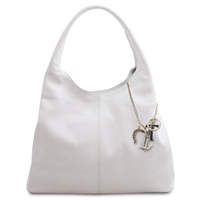 TL142264 Keyluck Soft Leather Shoulder Bag for Women - White by Tuscany Leather
