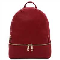 TL142280 Soft Leather Backpack - Red by Tuscany Leather
