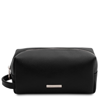 TL142324 Leather Toiletry Bag - Black by Tuscany Leather