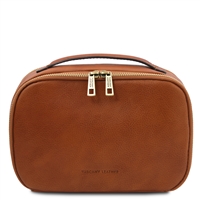 Marvin Leather Toiletry Bag - Natural by Tuscany Leather