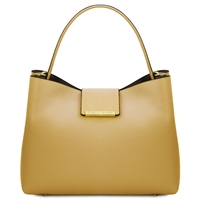 Clio Leather Bucket Bag in Pastel Yellow by Tuscany Leather