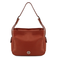 TL142362 Charlotte Soft Leather Shoulder Bag for Women in Brick Orange by Tuscany Leather