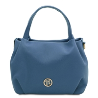 TL142372 Nora Soft Leather Handbag - Light Blue by Tuscany Leather