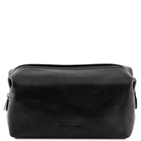 TL141220 Smarty Leather Toiletry Bag for Men - Black by Tuscany Leather