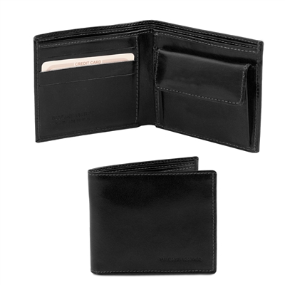 TL140761 Leather Wallet for Men - Black by Tuscany Leather