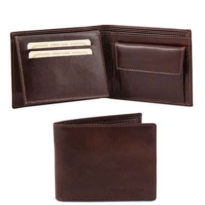 TL140763 Leather Wallet for Men - Dark Brown by Tuscany Leather
