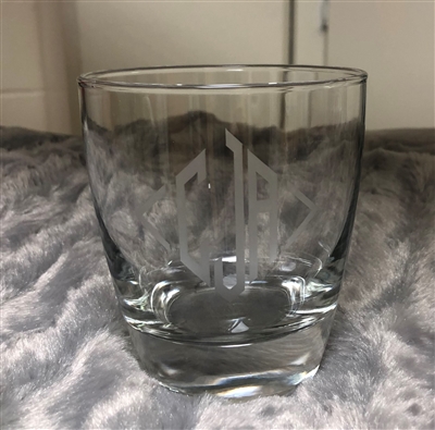 CJA Etched Rocks Glass with Box